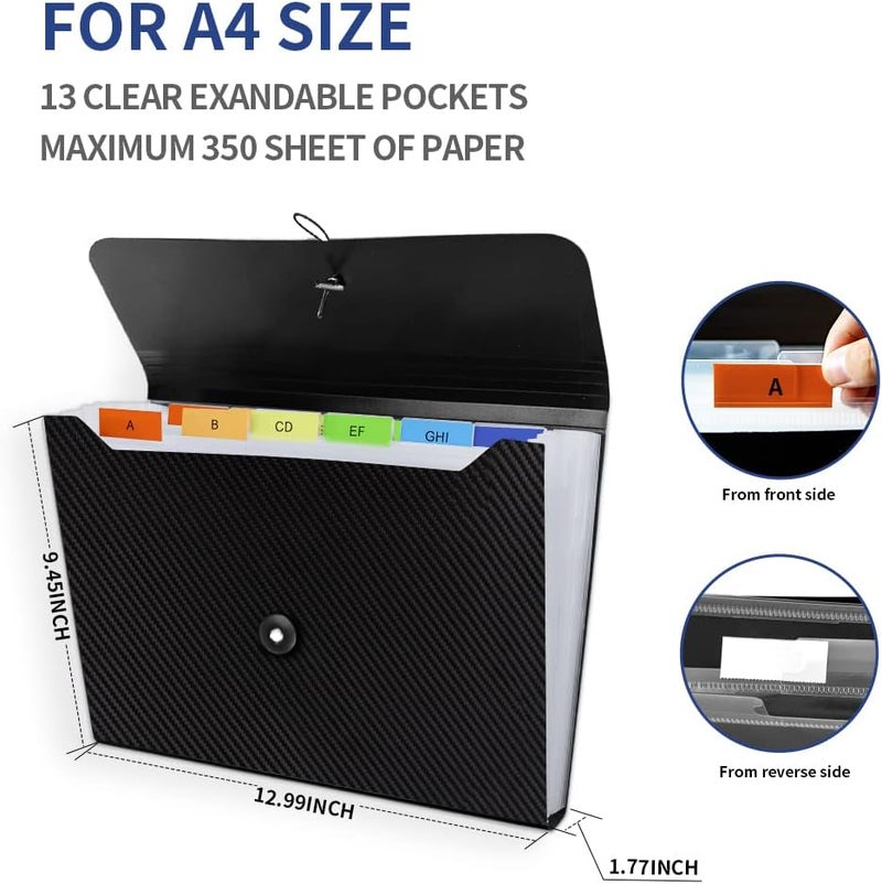 Nicecho Expanding File Folder, 13 Pockets Accordion File Organizer, A4 Letter Size Paper Document Receipt Organizer Accordian Filing Folder for Classroom, Home, Office and Travel - Image 3